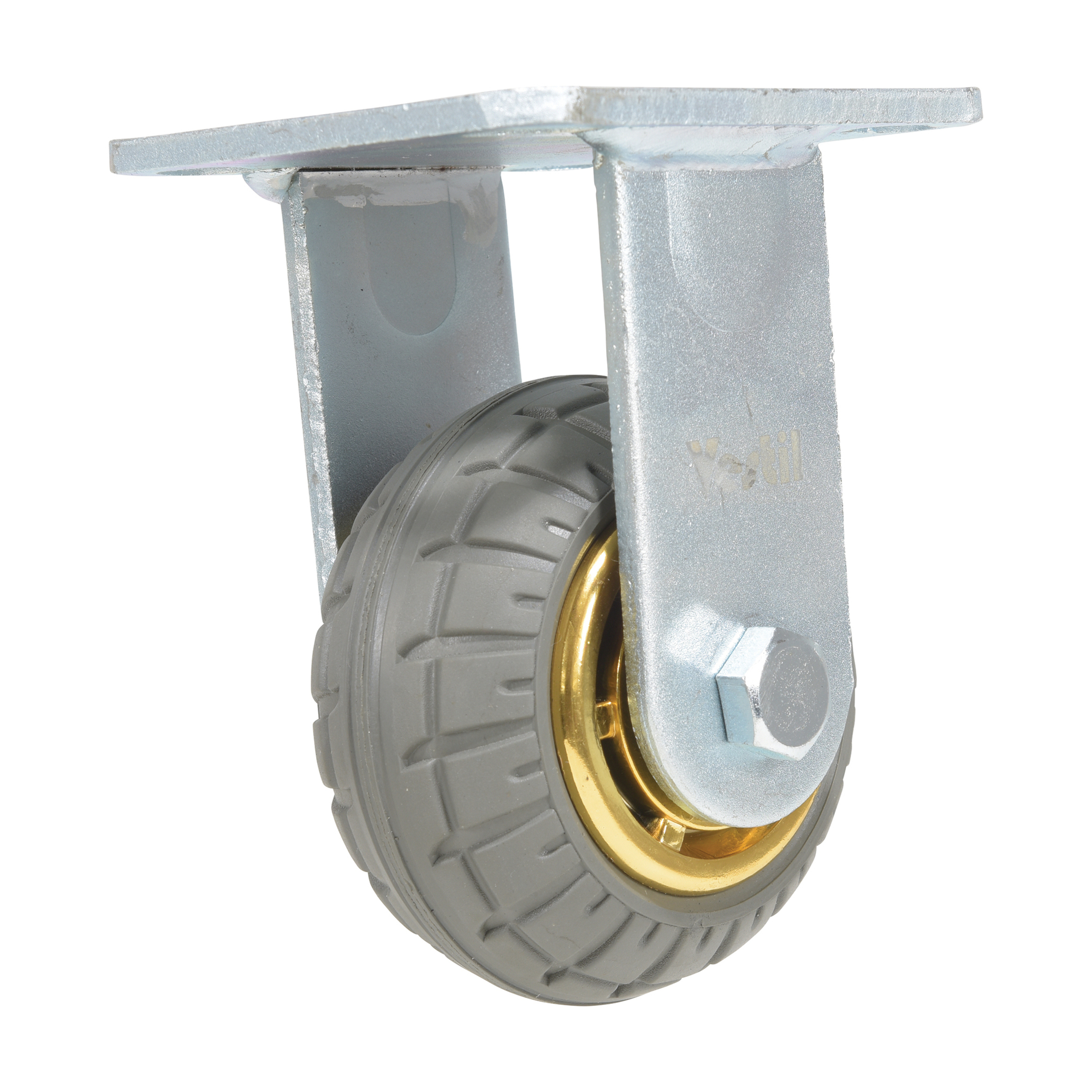 Vestil Flat-Free Rigid Caster - 4in. x 2in., Gray, Non-Marking, Zinc Plated, Model# CST-VE-4X2FF-R